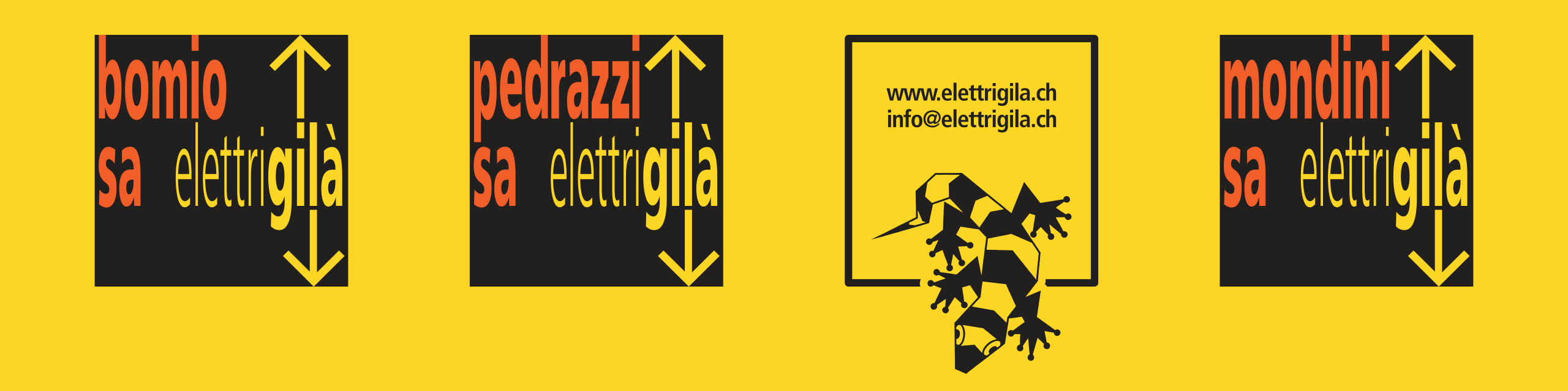 Logo Bomio SA, Pedrazzi SA, Mondini SA ed Elettrigilà