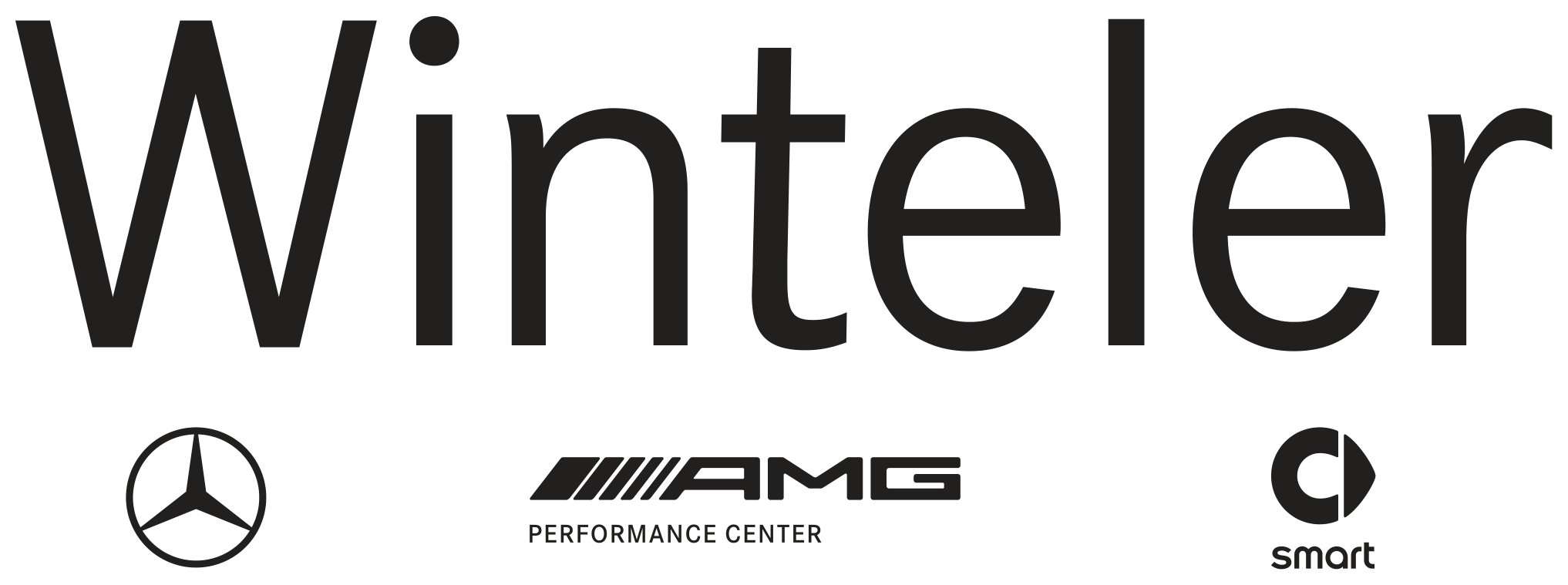 Logo Winteler, Mercedes-Benz, AMG Performance Center e smart